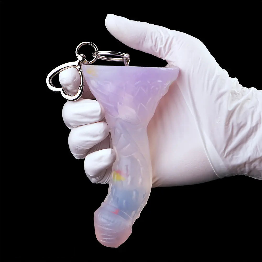 4.68in 5.9in 7.16in 8.26in Fantasy Spiked Silicone Soft Odd Dildo With Key Chain