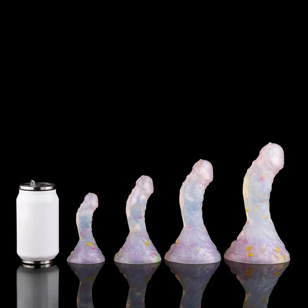 4.68in 5.9in 7.16in 8.26in Fantasy Spiked Silicone Soft Odd Dildo With Key Chain