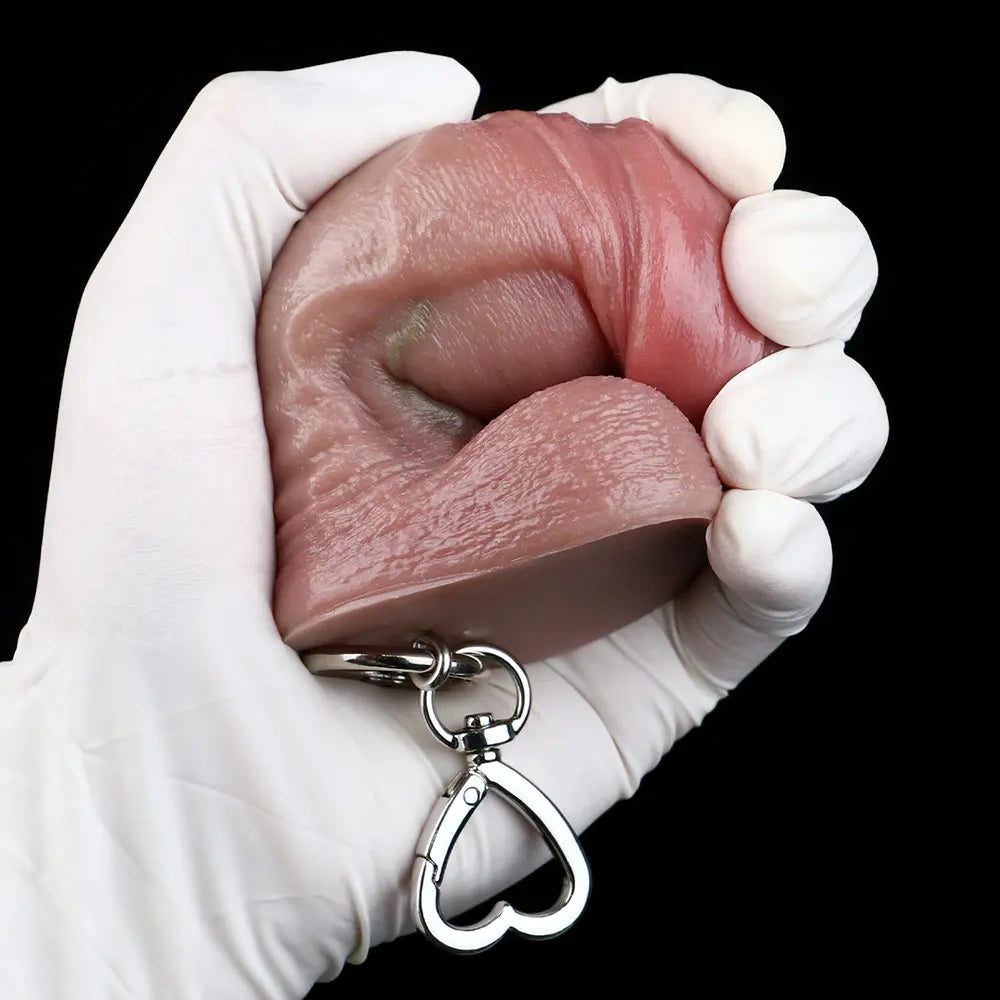 4.6in Lifelike Small Cock Uncut Foreskin Dildo For Key Chain Anal Expansion