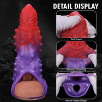 4.72in 5.31in 5.9in Spiked Cock Hollow Dildo Sleeve Male Extended Sheath