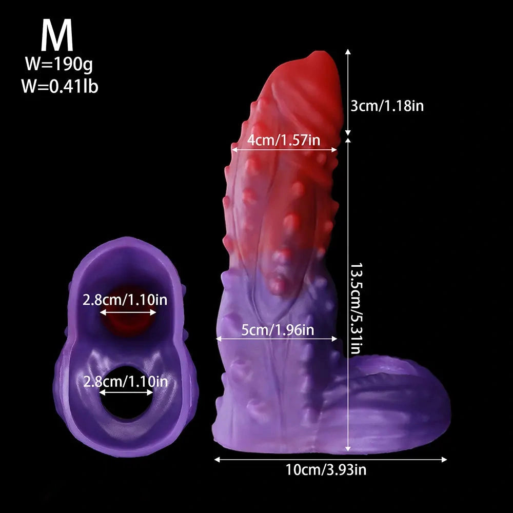 4.72in 5.31in 5.9in Spiked Cock Hollow Dildo Sleeve Male Extended Sheath