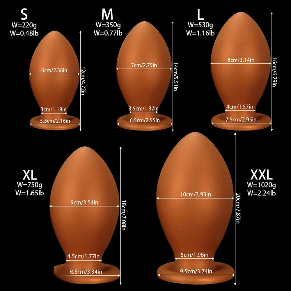 4.72in 5.51in 6.29in 7.08in 7.87in Rugby Silicone Butt Plug Dildo Adult Sex Toy
