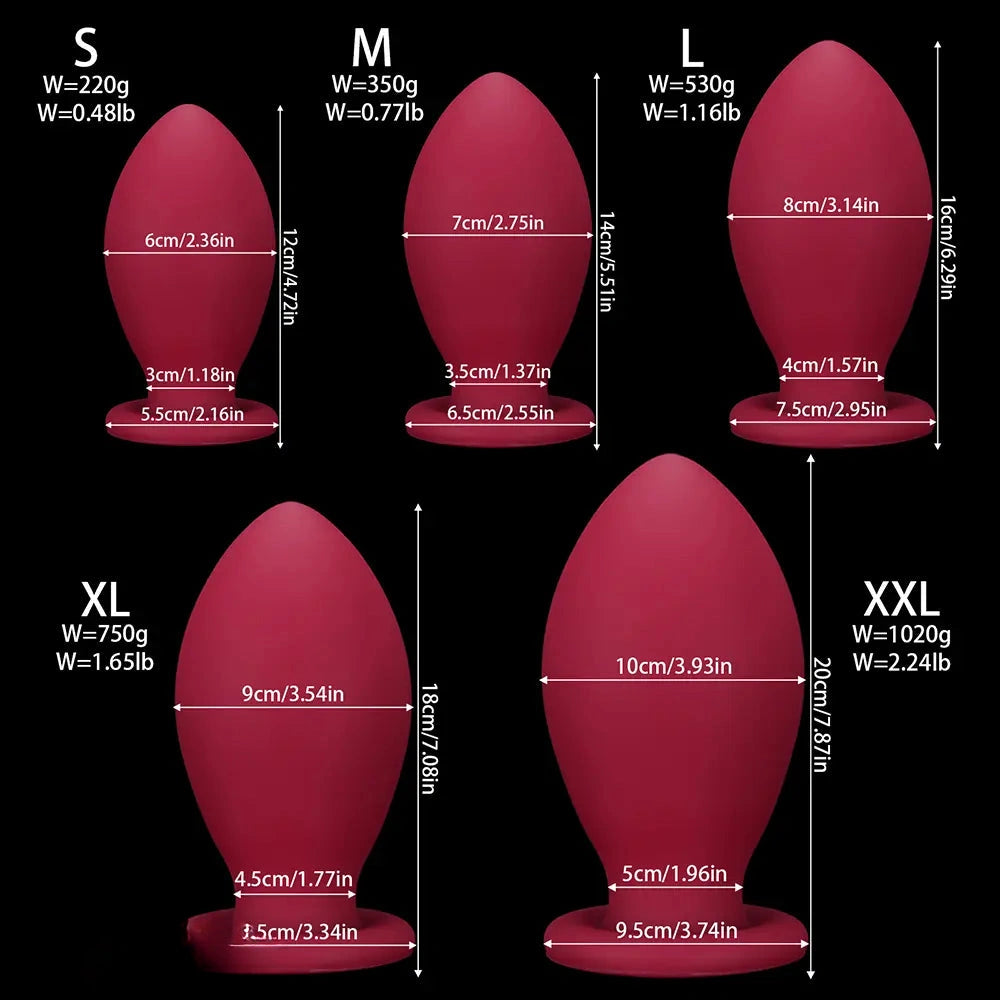 4.72in 5.51in 6.29in 7.08in 7.87in Rugby Silicone Butt Plug Dildo Adult Sex Toy