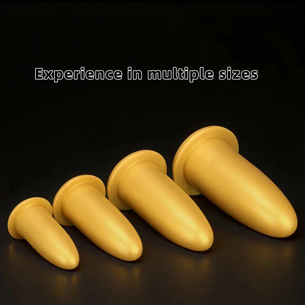 4.72in 5.7in 7.08in 8.26in Gold Silicone Soft Thick Missile Design Dildo