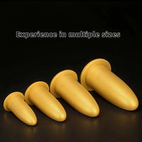 4.72in 5.7in 7.08in 8.26in Gold Silicone Soft Thick Missile Design Dildo
