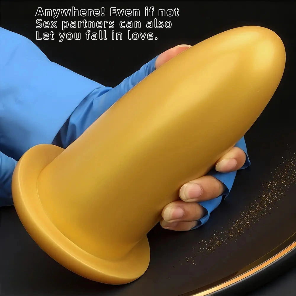 4.72in 5.7in 7.08in 8.26in Gold Silicone Soft Thick Missile Design Dildo