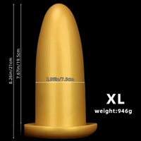 4.72in 5.7in 7.08in 8.26in Gold Silicone Soft Thick Missile Design Dildo