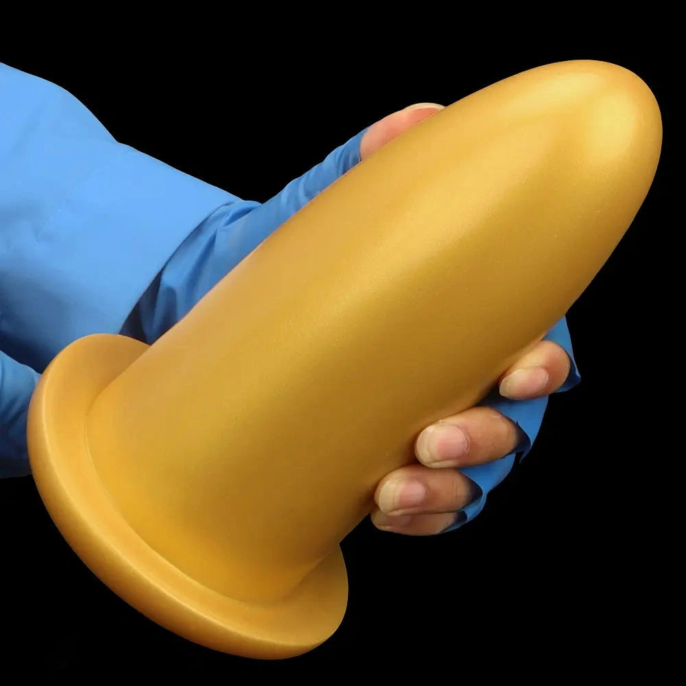 4.72in 5.7in 7.08in 8.26in Gold Silicone Soft Thick Missile Design Dildo