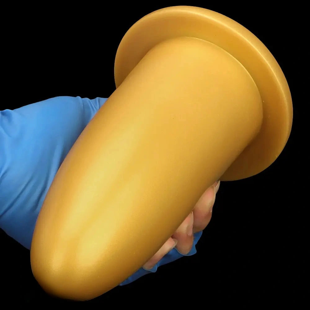 4.72in 5.7in 7.08in 8.26in Gold Silicone Soft Thick Missile Design Dildo