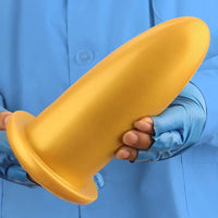 4.72in 5.7in 7.08in 8.26in Gold Silicone Soft Thick Missile Design Dildo