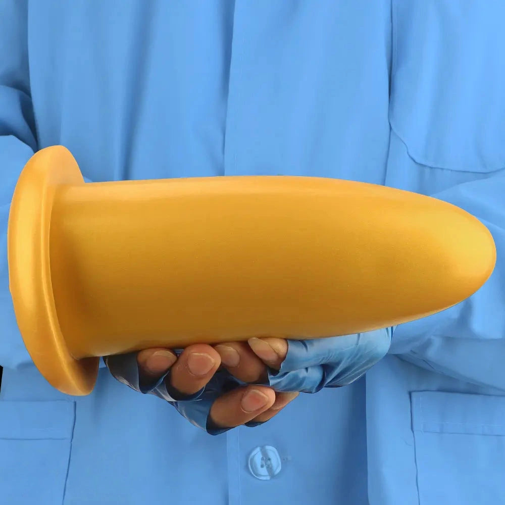 4.72in 5.7in 7.08in 8.26in Gold Silicone Soft Thick Missile Design Dildo