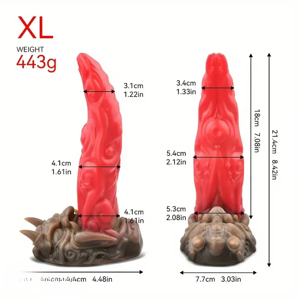 4.72in 6.06in 7.08in 8.42in 9.8in Dragon Silicone Women Dildo