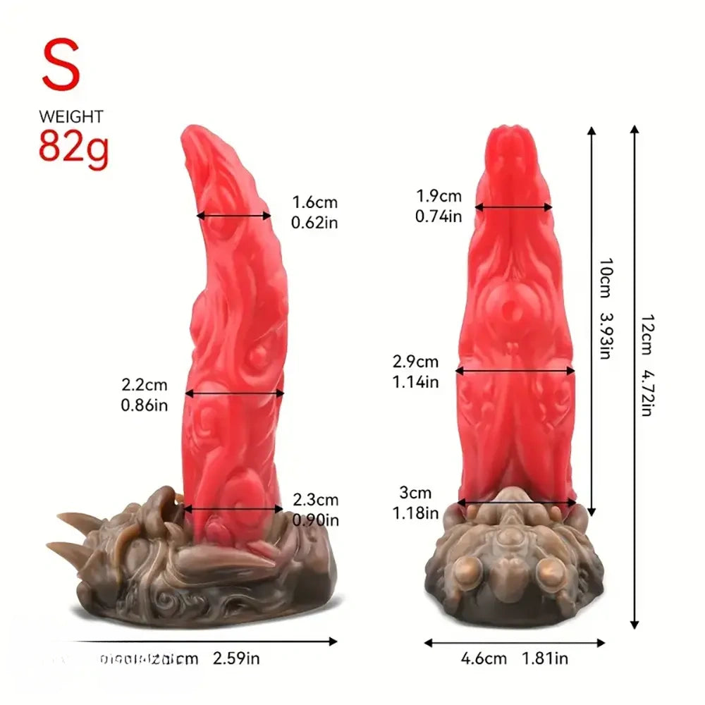 4.72in 6.06in 7.08in 8.42in 9.8in Dragon Silicone Women Dildo