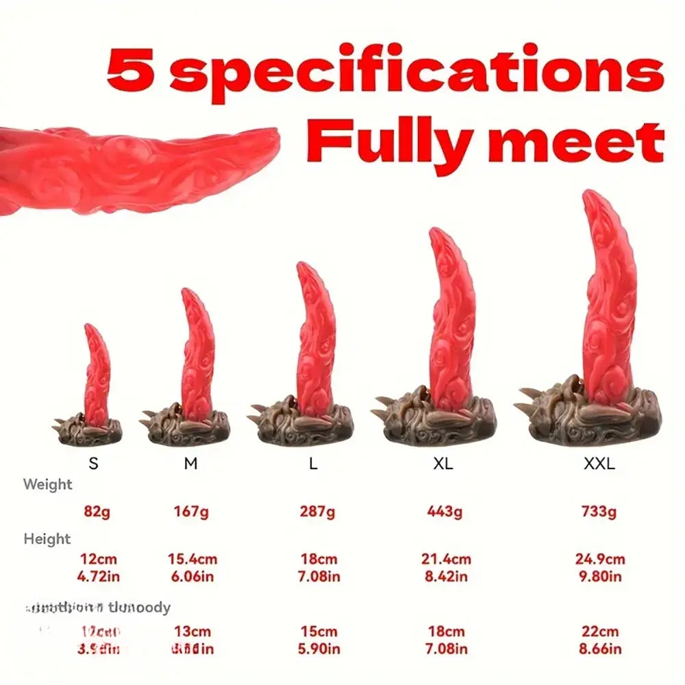 4.72in 6.06in 7.08in 8.42in 9.8in Dragon Silicone Women Dildo