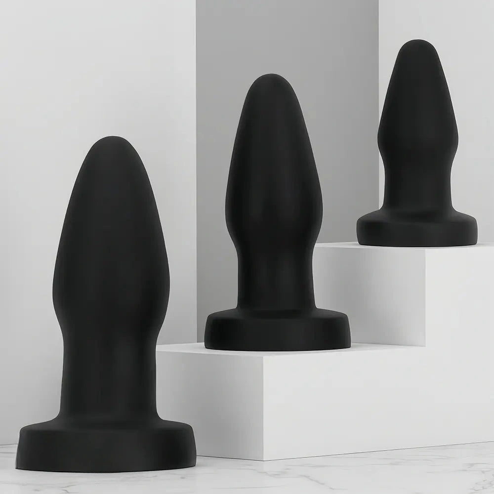 4.72in 6.49in 7.87in Silicone Black Anal Plug Dildo Adult Pleasure Tool