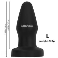 4.72in 6.49in 7.87in Silicone Black Anal Plug Dildo Adult Pleasure Tool