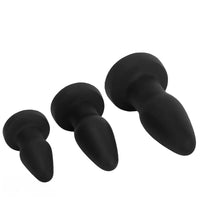 4.72in 6.49in 7.87in Silicone Black Anal Plug Dildo Adult Pleasure Tool