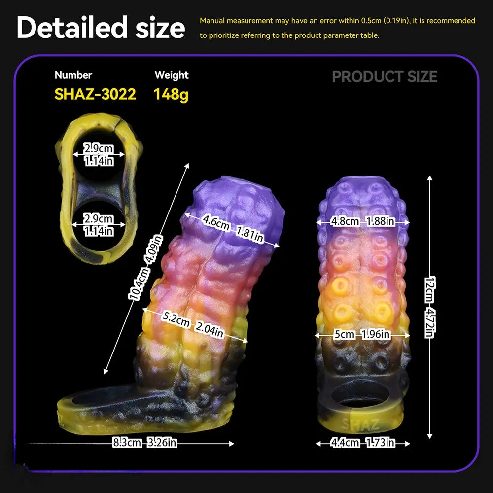 4.72in Zothos Umbrvort Tentacle Silicone Soft Dildo Sleeve Cock Extender