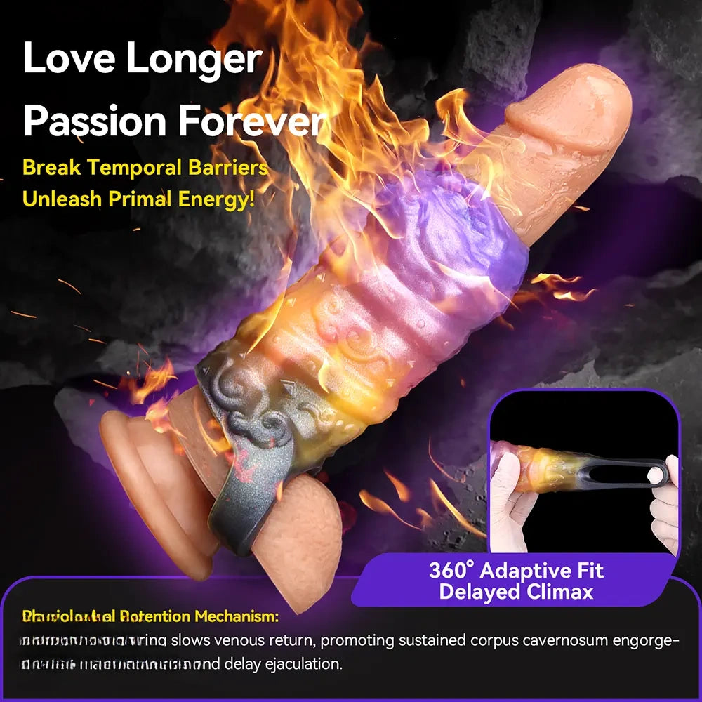 4.76in Ecan Dragon Fantasy Silicone Soft Dildo Sleeve Cock Extender