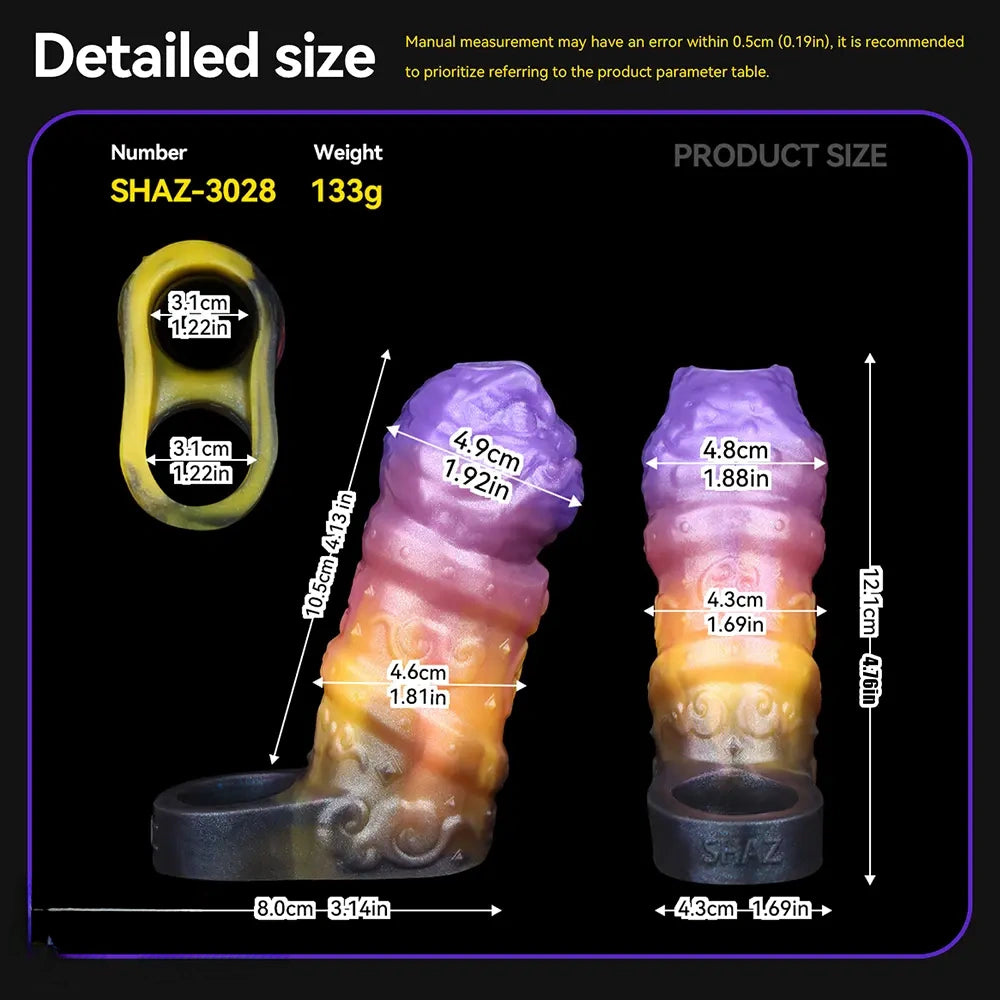 4.76in Ecan Dragon Fantasy Silicone Soft Dildo Sleeve Cock Extender