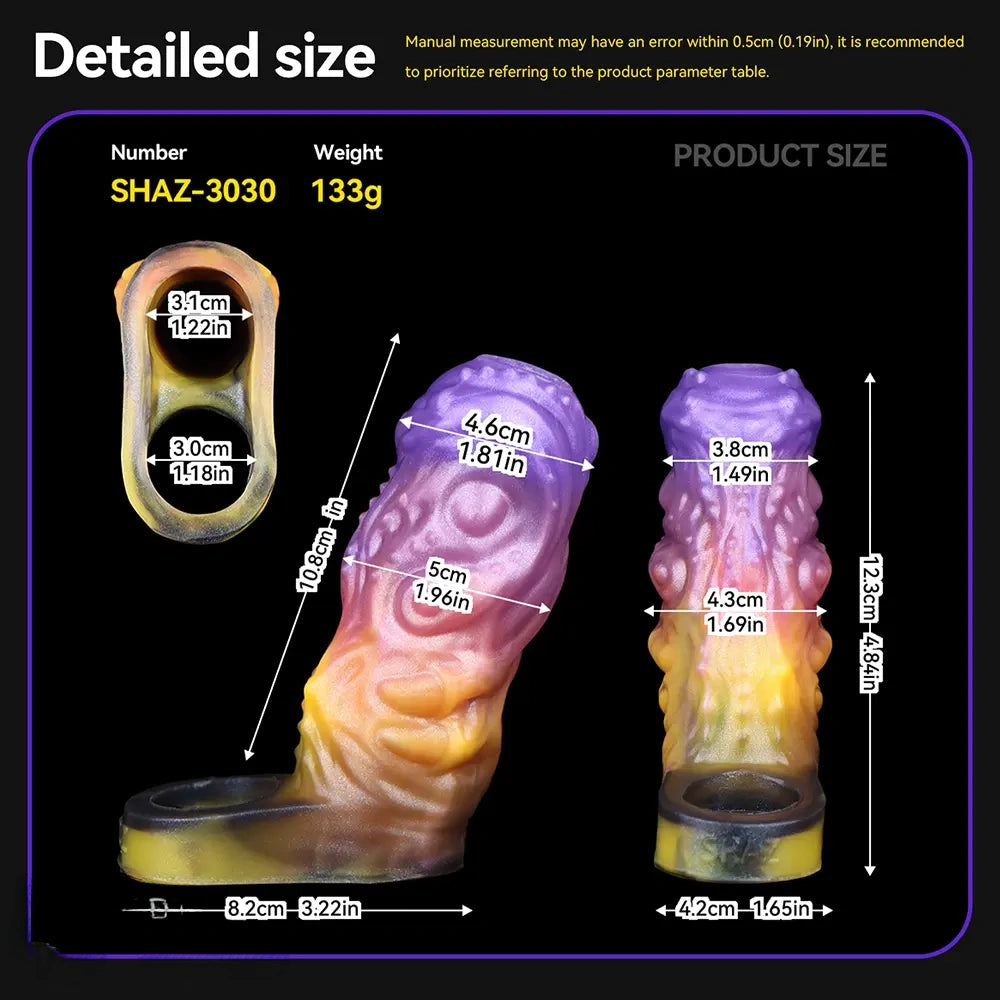 4.84in Grasoth Fantasy Odd Silicone Soft Dildo Sleeve Cock Extender