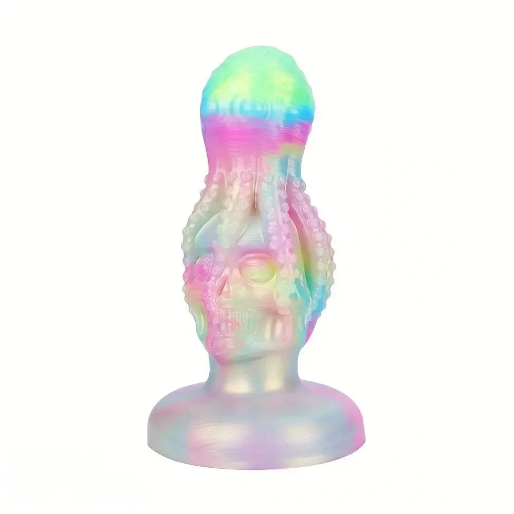 4.8in 5.7in 6.81in 7.87in 8.97in 10.39in Octopus Skull Silicone Glowing Dildo