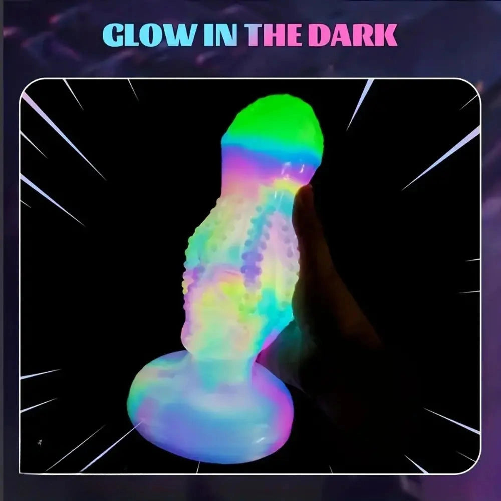 4.8in 5.7in 6.81in 7.87in 8.97in 10.39in Octopus Skull Silicone Glowing Dildo