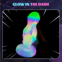 4.8in 5.7in 6.81in 7.87in 8.97in 10.39in Octopus Skull Silicone Glowing Dildo