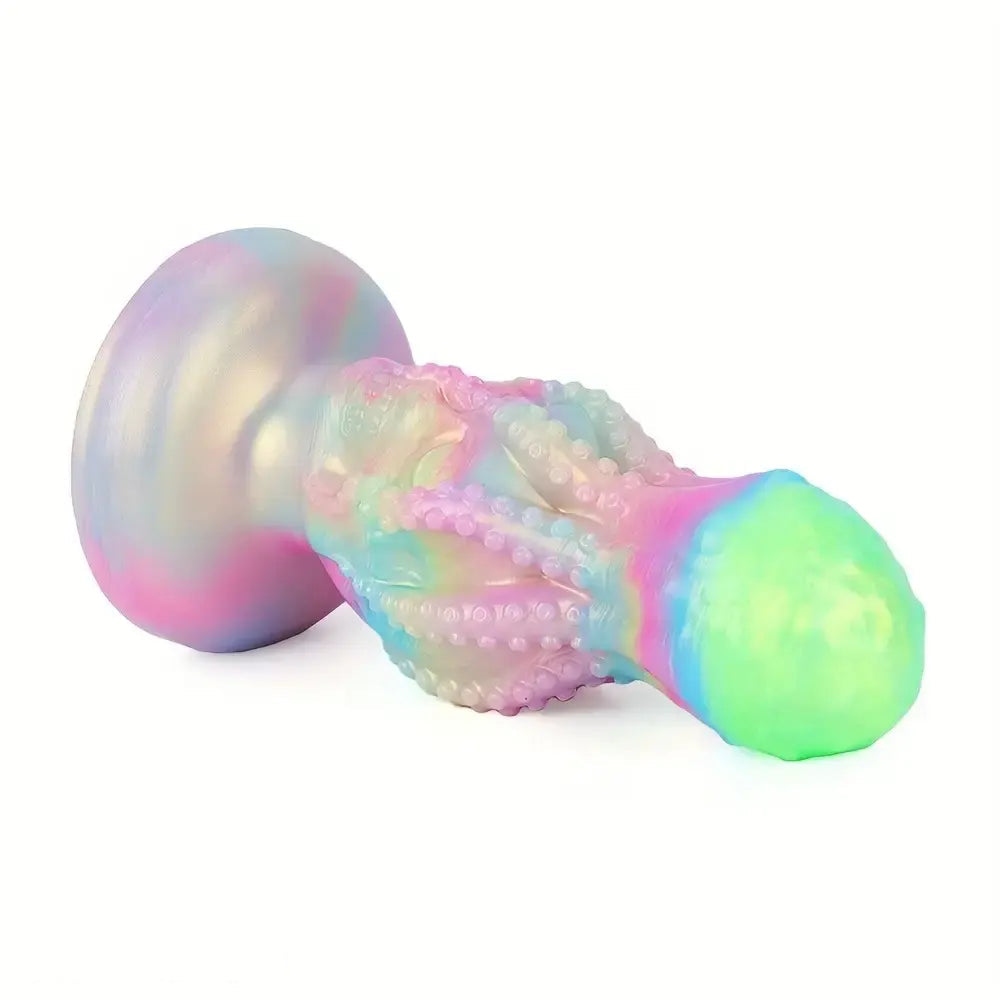 4.8in 5.7in 6.81in 7.87in 8.97in 10.39in Octopus Skull Silicone Glowing Dildo