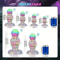 4.8in 5.7in 6.81in 7.87in 8.97in 10.39in Octopus Skull Silicone Glowing Dildo