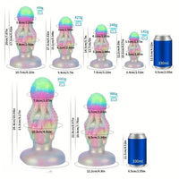4.8in 5.7in 6.81in 7.87in 8.97in 10.39in Octopus Skull Silicone Glowing Dildo