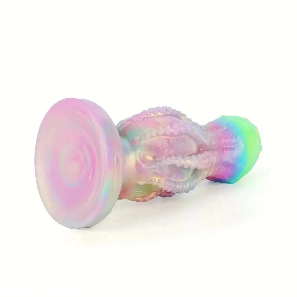4.8in 5.7in 6.81in 7.87in 8.97in 10.39in Octopus Skull Silicone Glowing Dildo