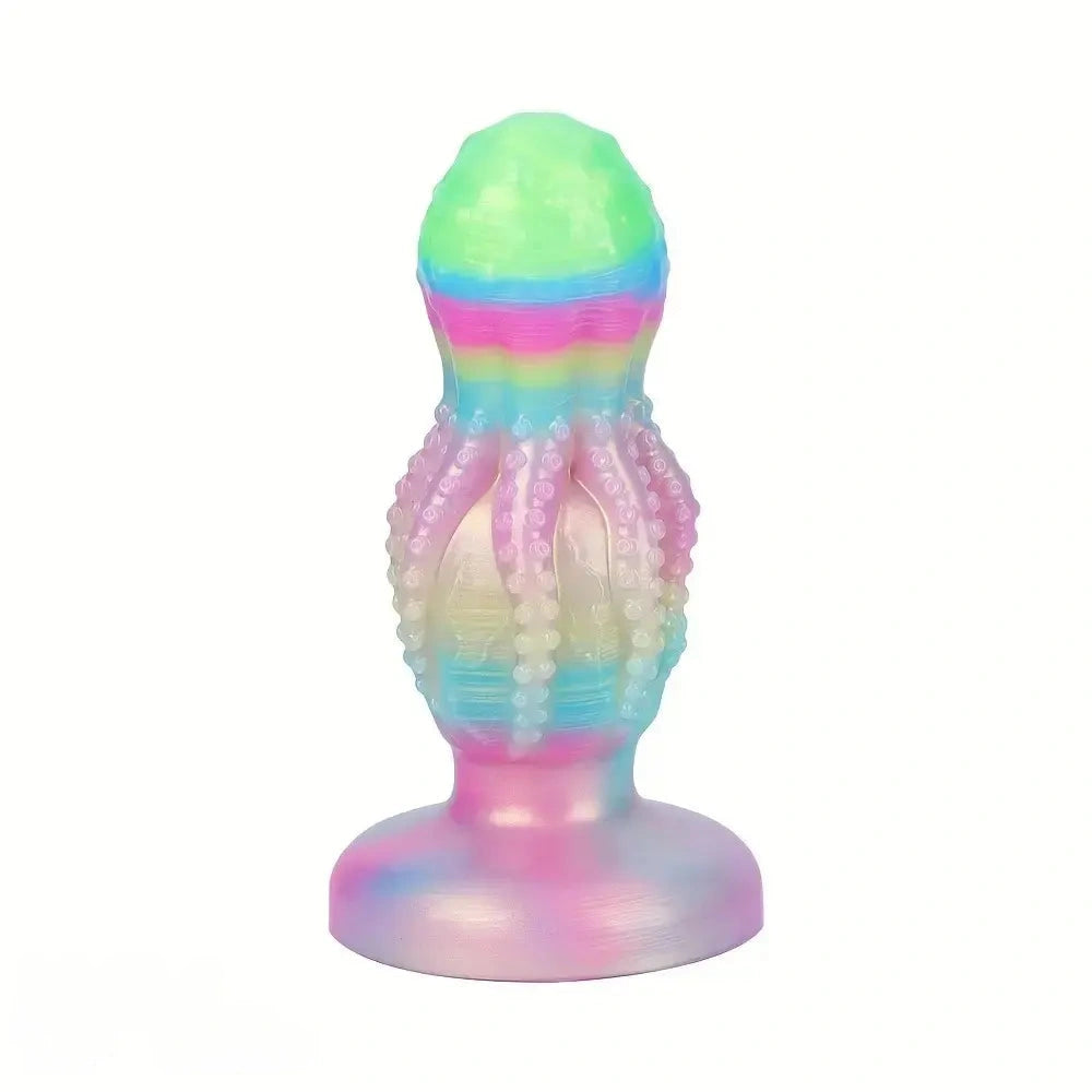 4.8in 5.7in 6.81in 7.87in 8.97in 10.39in Octopus Skull Silicone Glowing Dildo