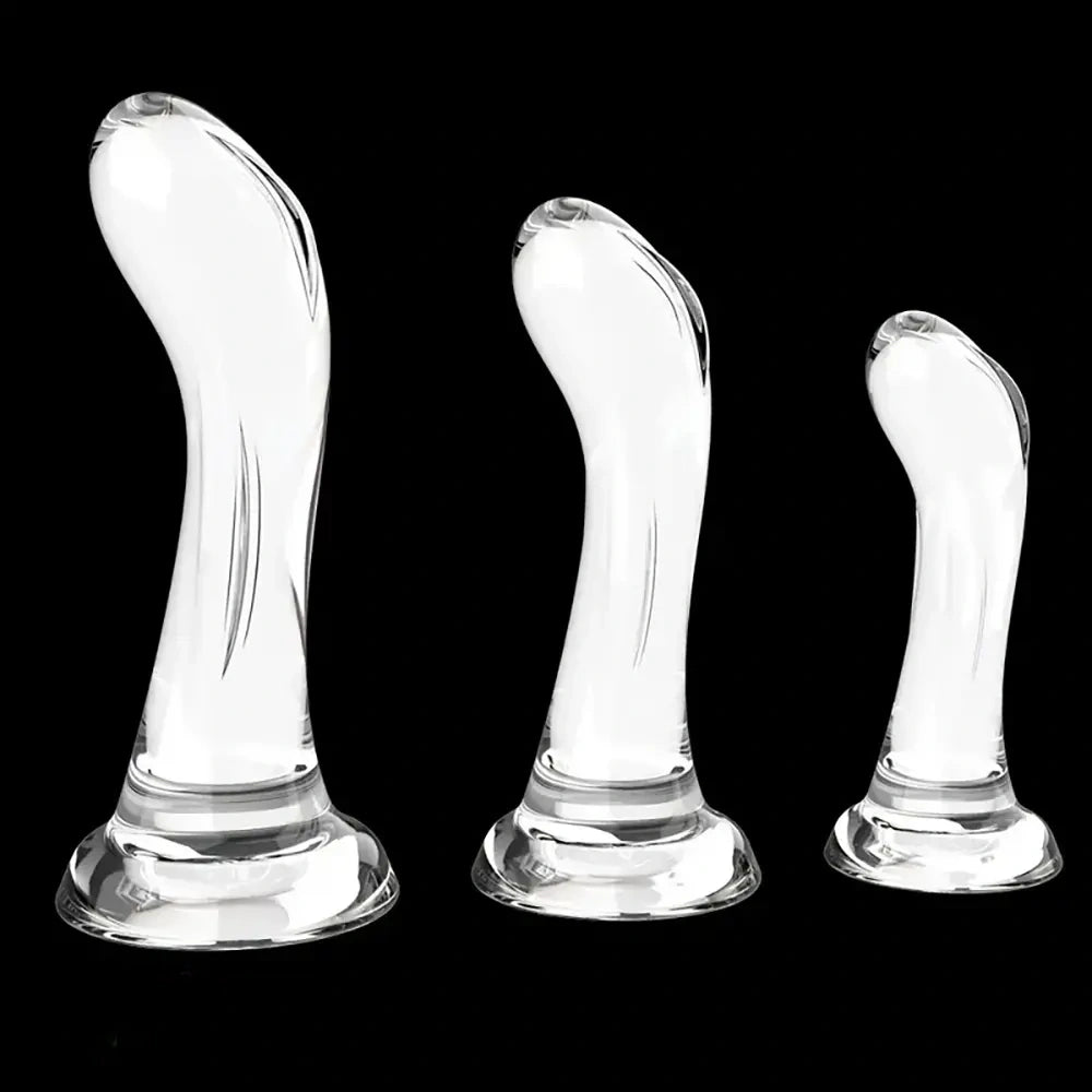 4.92in 5.7in 6.49in Soft Clear Curved Small Anal Plug G Spot Dildo