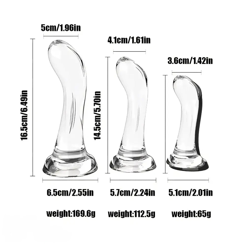 4.92in 5.7in 6.49in Soft Clear Curved Small Anal Plug G Spot Dildo