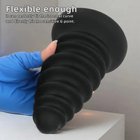 4.92in 5.7in 6.69in 7.48in Black Silicone Screws Anal Dilator Dildo
