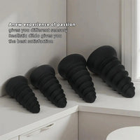 4.92in 5.7in 6.69in 7.48in Black Silicone Screws Anal Dilator Dildo