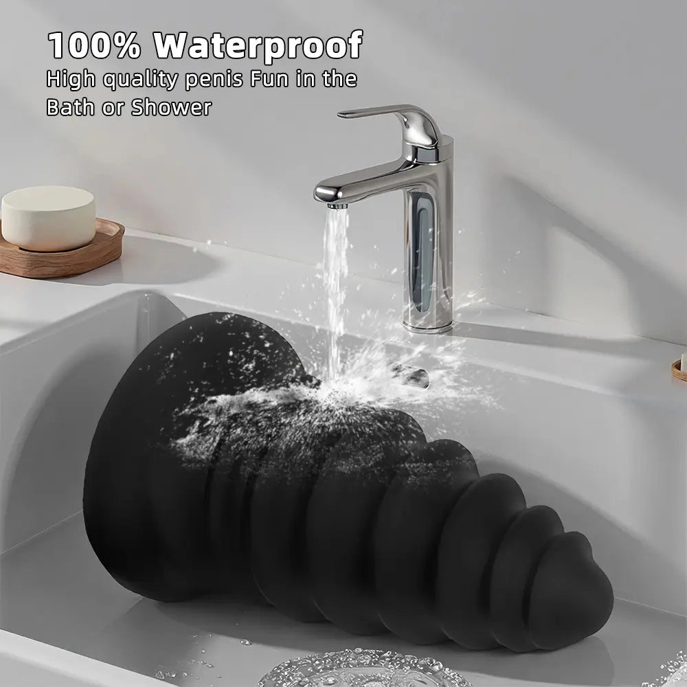4.92in 5.7in 6.69in 7.48in Black Silicone Screws Anal Dilator Dildo