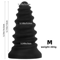 4.92in 5.7in 6.69in 7.48in Black Silicone Screws Anal Dilator Dildo