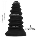 4.92in 5.7in 6.69in 7.48in Black Silicone Screws Anal Dilator Dildo