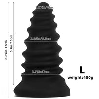4.92in 5.7in 6.69in 7.48in Black Silicone Screws Anal Dilator Dildo