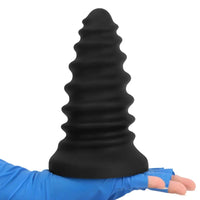 4.92in 5.7in 6.69in 7.48in Black Silicone Screws Anal Dilator Dildo