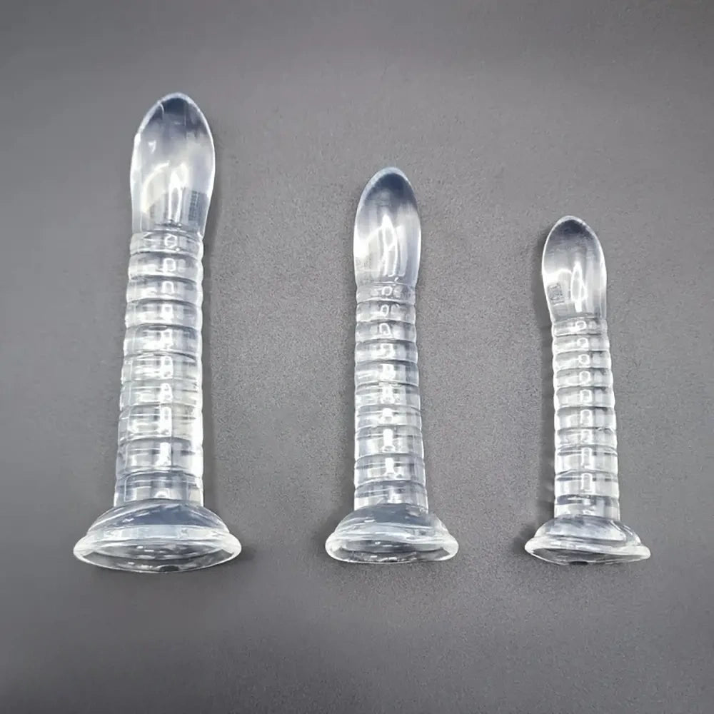 4.92in 5.7in 6.88in Transparent Thread Simulation Penis Crystal Cock Dildo