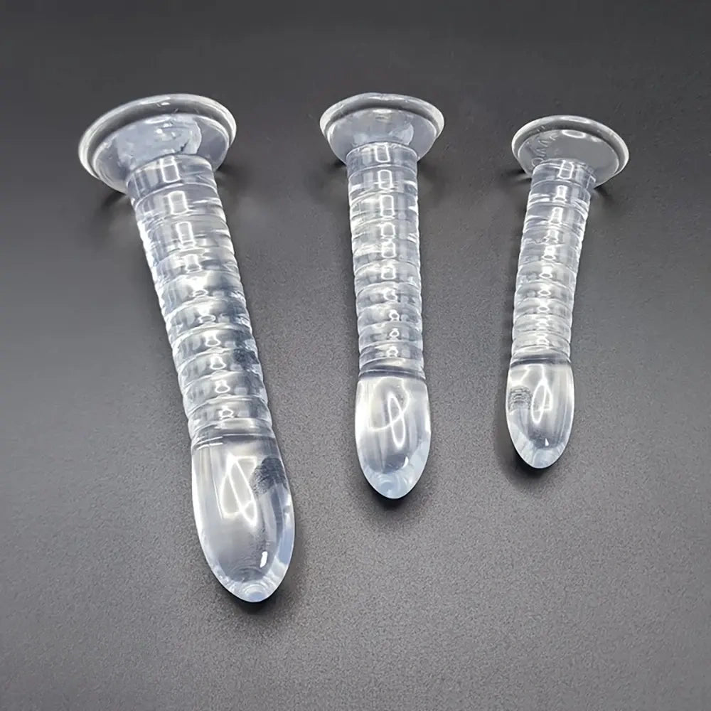4.92in 5.7in 6.88in Transparent Thread Simulation Penis Crystal Cock Dildo