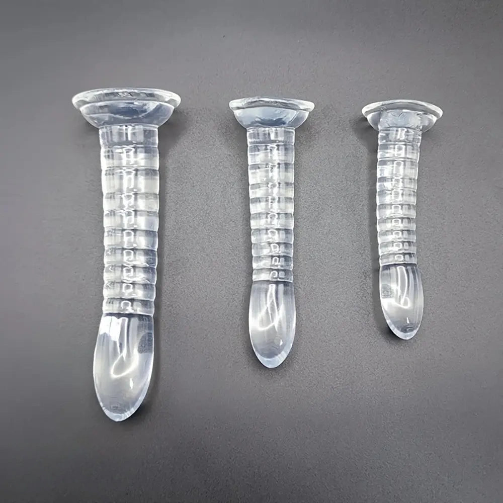 4.92in 5.7in 6.88in Transparent Thread Simulation Penis Crystal Cock Dildo