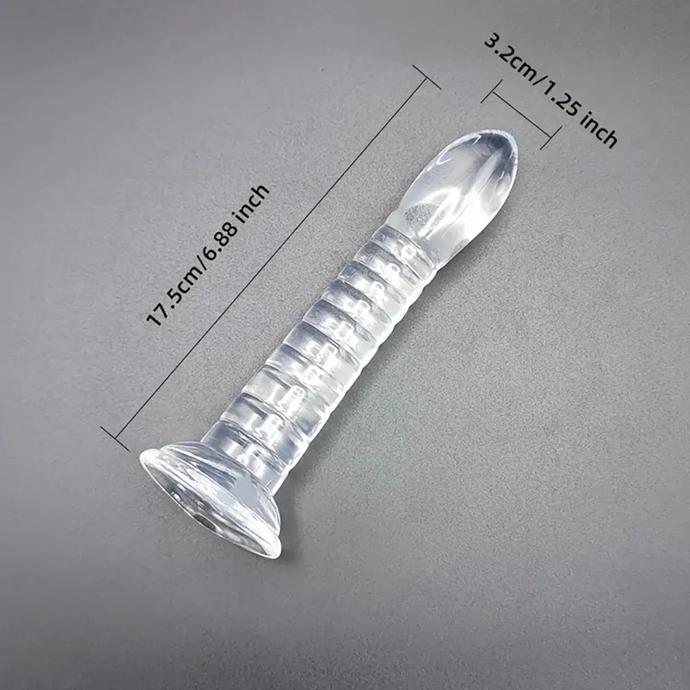 4.92in 5.7in 6.88in Transparent Thread Simulation Penis Crystal Cock Dildo