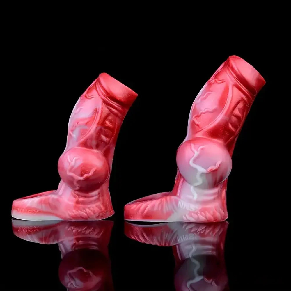 4.92in 5.83in Silicone Soft Dildo Sleeve Dog Animal Knotted Penis Extender