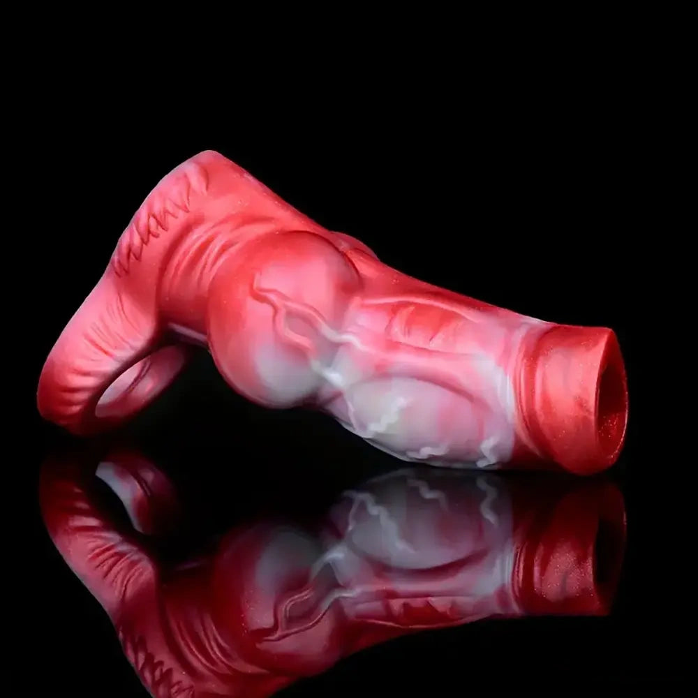 4.92in 5.83in Silicone Soft Dildo Sleeve Dog Animal Knotted Penis Extender