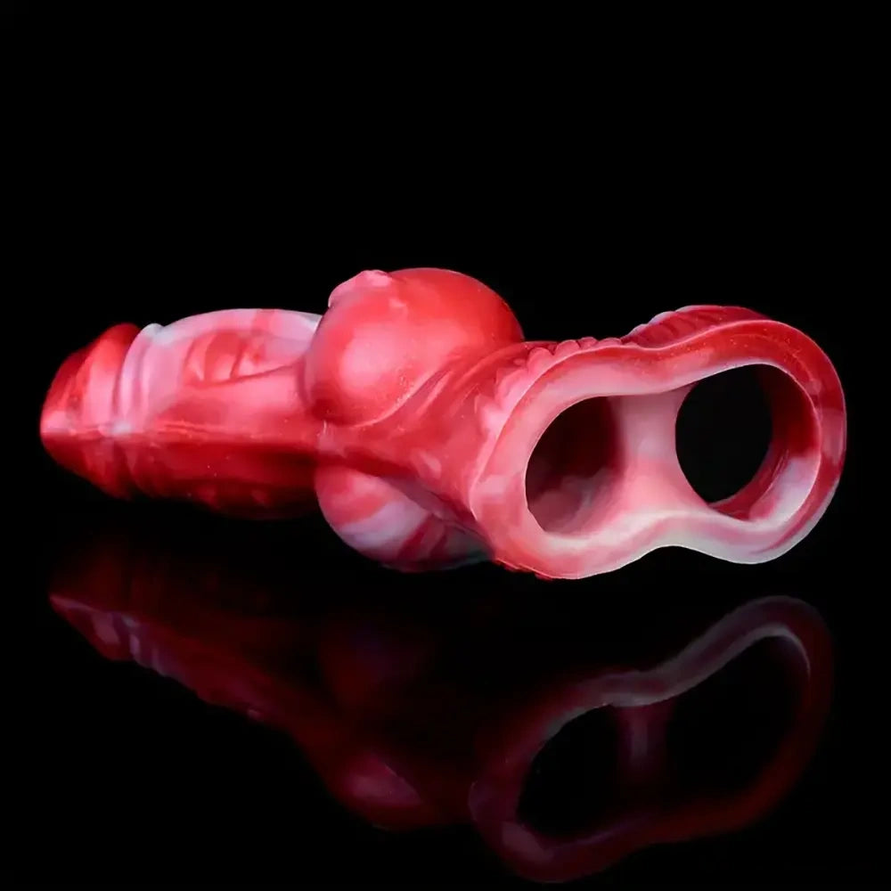4.92in 5.83in Silicone Soft Dildo Sleeve Dog Animal Knotted Penis Extender