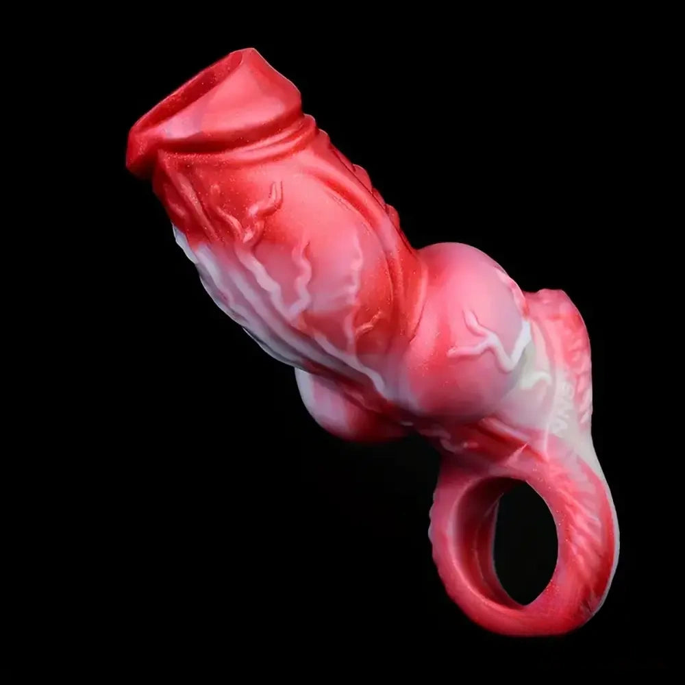 4.92in 5.83in Silicone Soft Dildo Sleeve Dog Animal Knotted Penis Extender